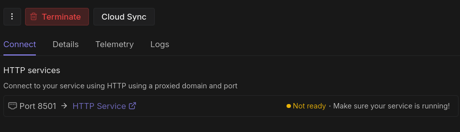 RunPod HTTP Service link Alt RunPod HTTP Service link